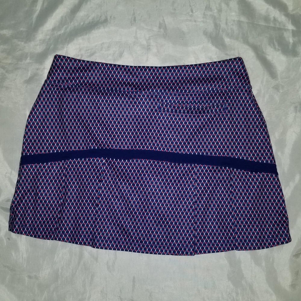 Nike Golf Skort Women Medium Navy Blue Excellent Dri-FIT Geometric Pleated Hem - Picture 2 of 6